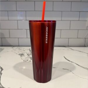 Starbucks Metallic Red Tumbler with straw